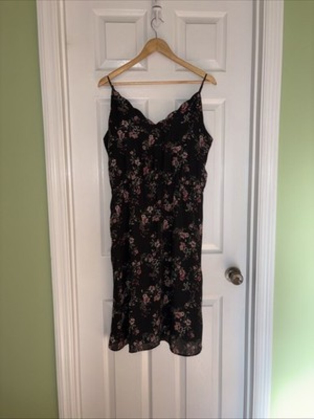 GUC Socialite, Black And Pink Floral Sundress, Adjustable Straps, Size XL, Midi